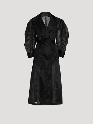 Organza Double-Breasted Trench Coat