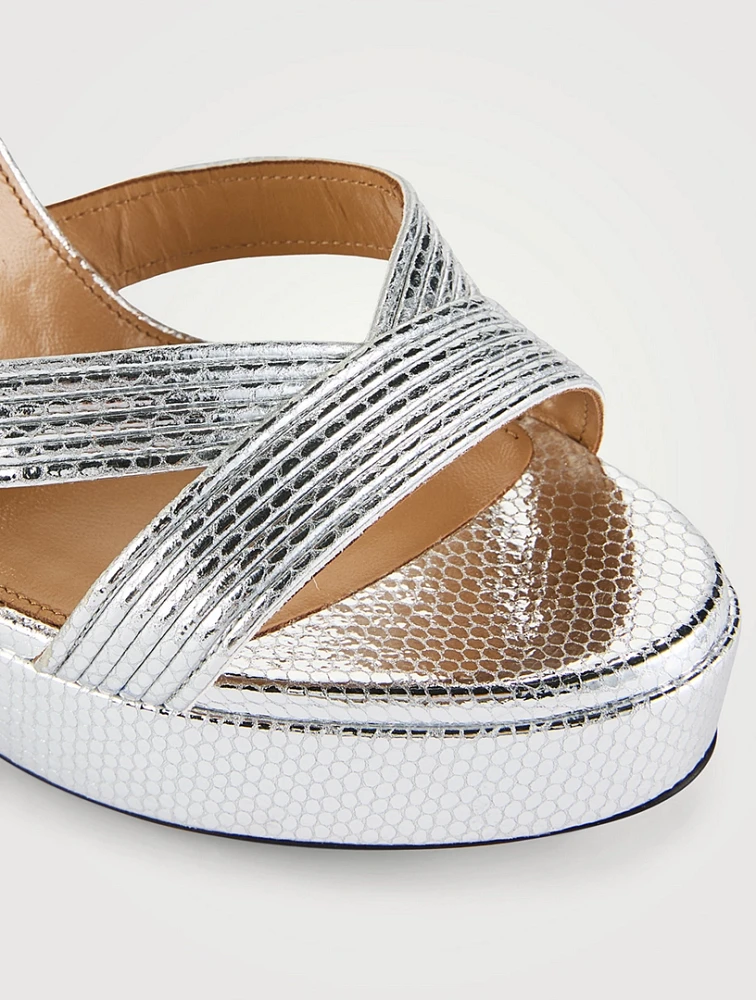 Ari Snakeskin-Embossed Metallic Platform Sandals
