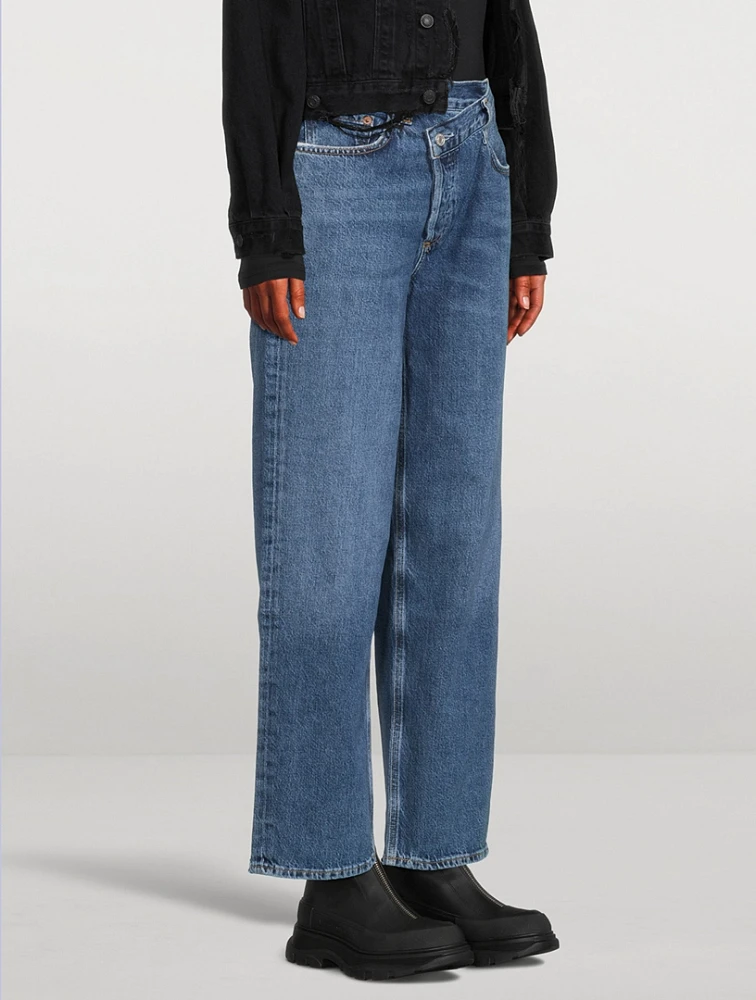 Criss-Cross Upsized Straight-Leg Jeans