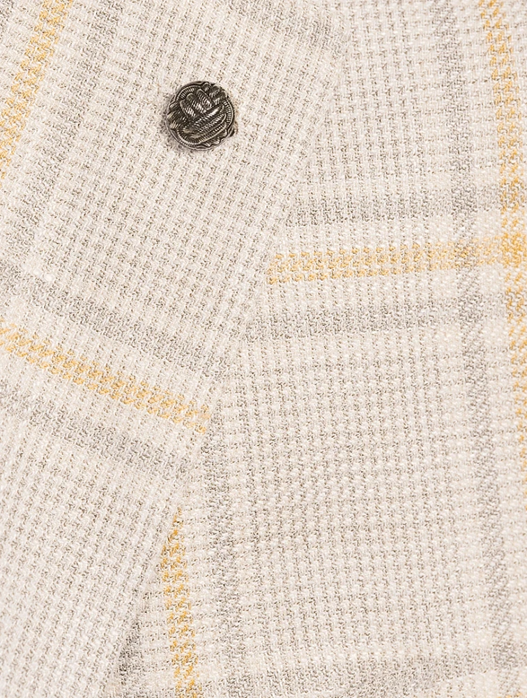 Midland Wool Silk And Linen Jacket Plaid Print