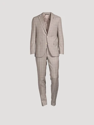 Wool Two-Piece Suit Windowpane Print