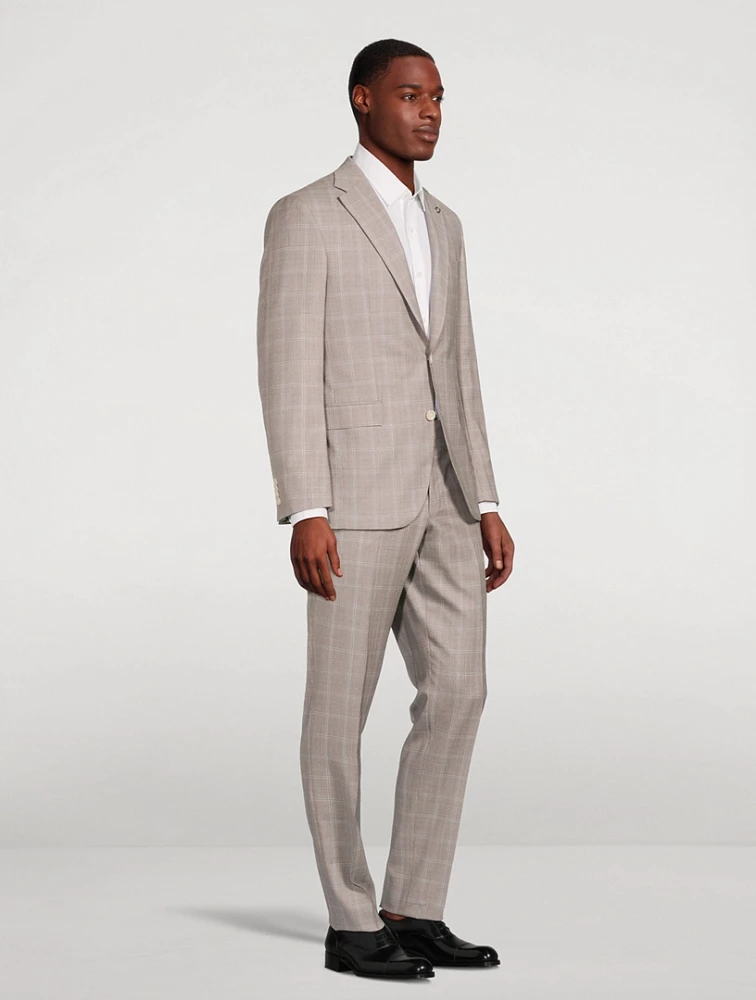 Wool Two-Piece Suit Windowpane Print