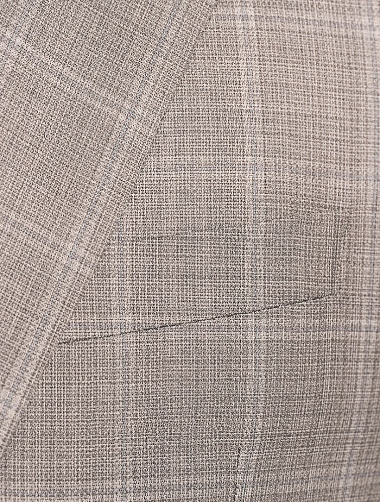 Wool Two-Piece Suit Windowpane Print