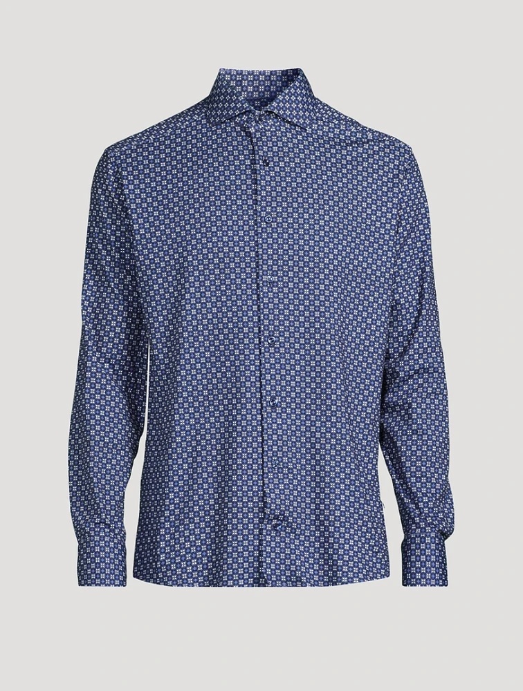 Slim Fit Medallion Print 4Flex Shirt