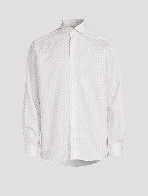 Contemporary Fit Geometric Print Cotton Linen Shirt