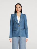 Hutton Denim Blazer Pinstripe Print