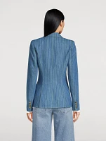 Hutton Denim Blazer Pinstripe Print