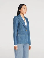 Hutton Denim Blazer Pinstripe Print