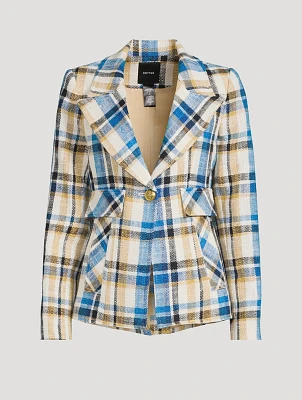Cut-Away Blazer Plaid Print