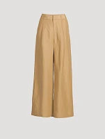 Linen-Blend Pleated Pants