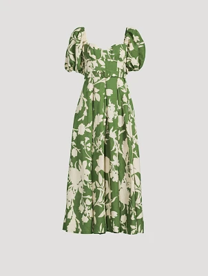 Renee Linen-Blend Panelled Bustier Midi Dress