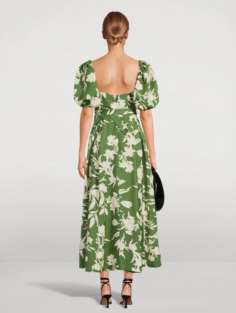 Renee Linen-Blend Panelled Bustier Midi Dress