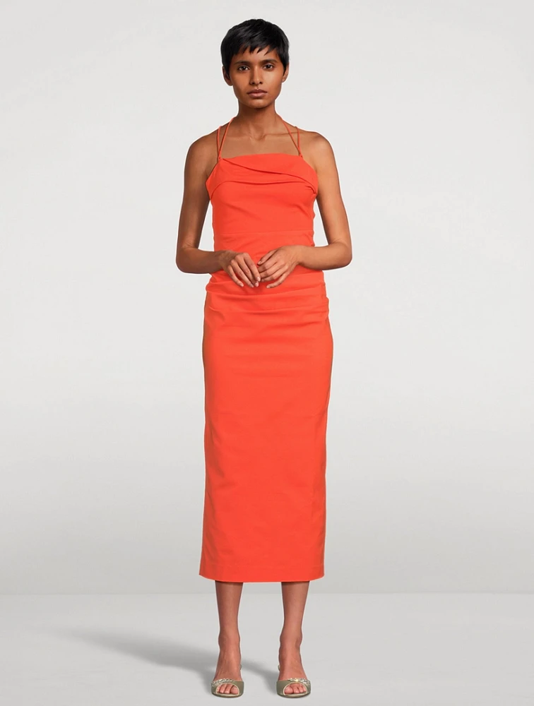 Lani Draped Cross-Back Midi Dress