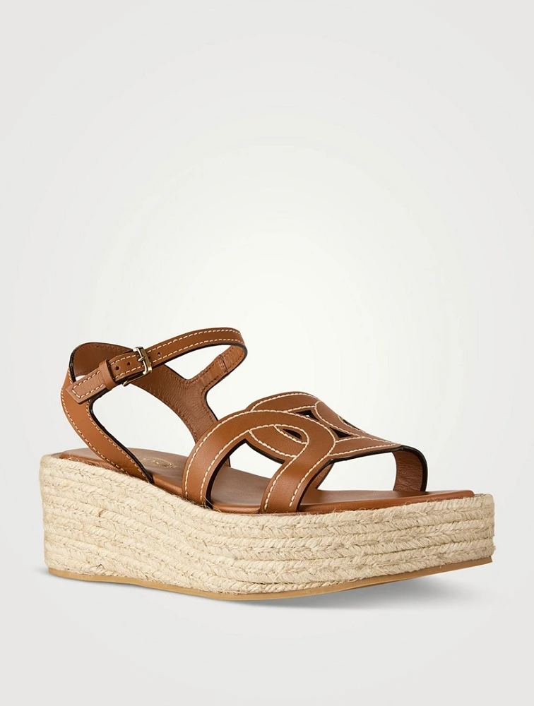 Kate Leather Platform Wedge Espadrille Sandals