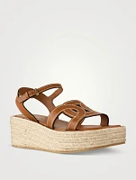 Kate Leather Platform Wedge Espadrille Sandals