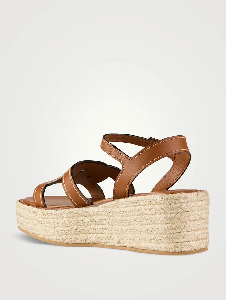 Kate Leather Platform Wedge Espadrille Sandals