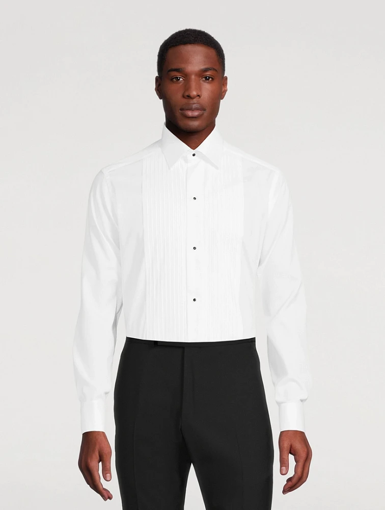 Slim Fit Pleated Bib Formal Shirt