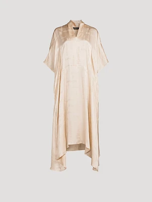 Oversized Silk Logo Jacquard Dress