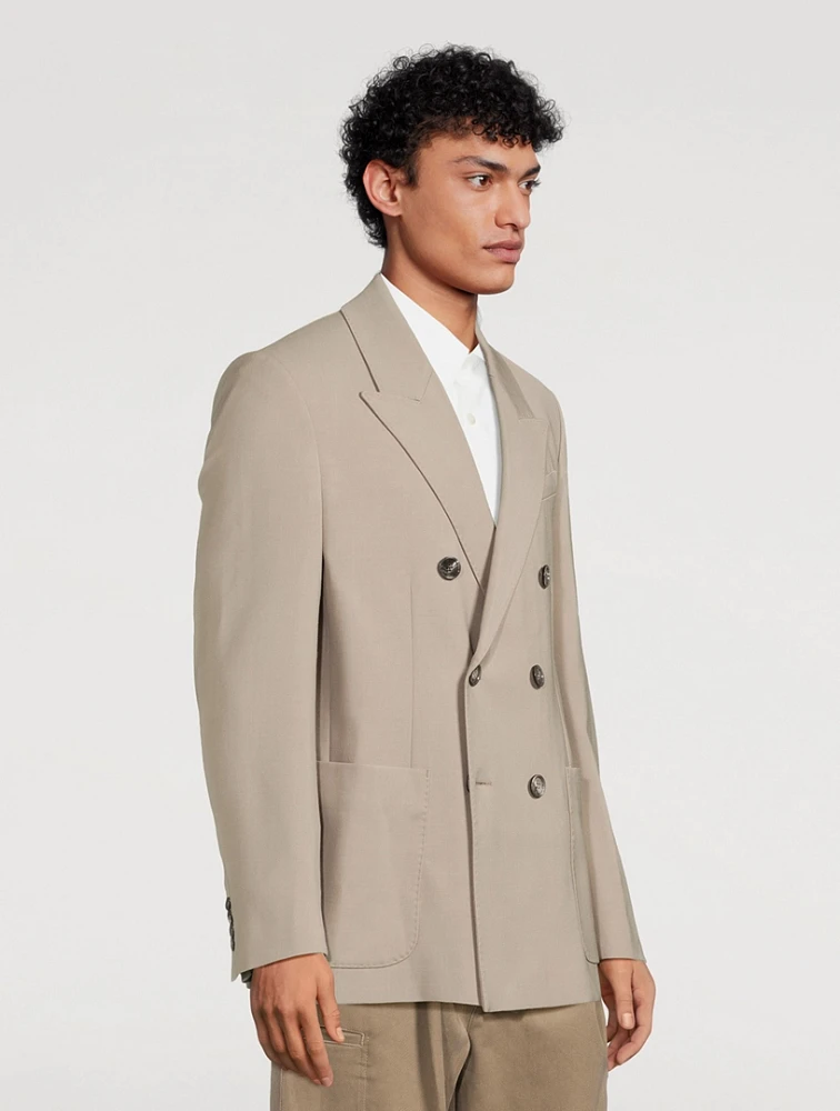 Wool-Blend Double-Breasted Jacket
