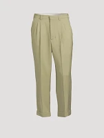 Wool-Blend Barrel-Leg Pants