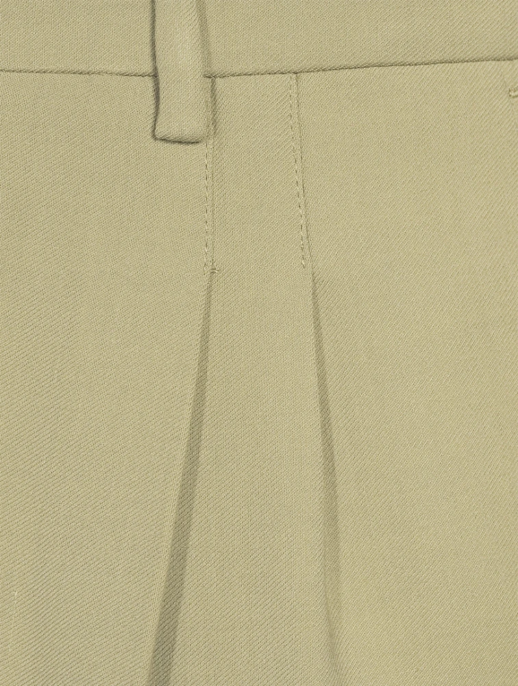 Wool-Blend Barrel-Leg Pants