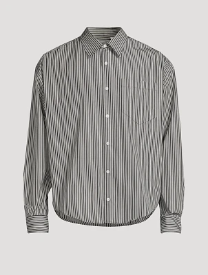 Cotton Boxy Shirt Striped Print