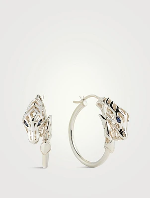 Naga Sterling Silver Hoop Earrings With Sapphire