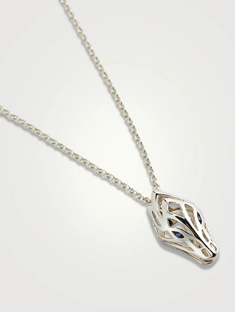 Naga Sterling Silver Pendant Necklace With Sapphire