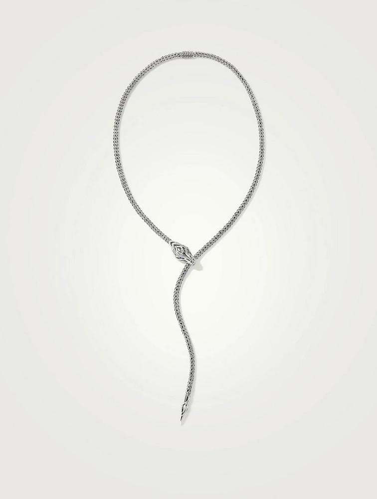 Naga Sterling Silver Lariat Necklace With Sapphire
