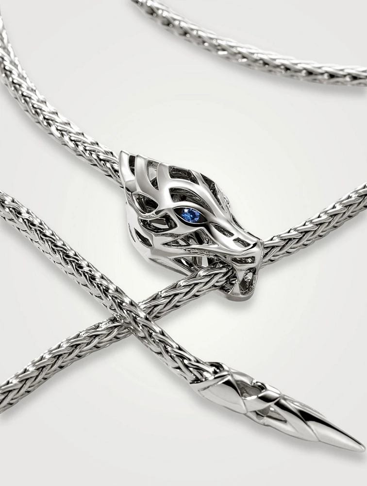 Naga Sterling Silver Lariat Necklace With Sapphire