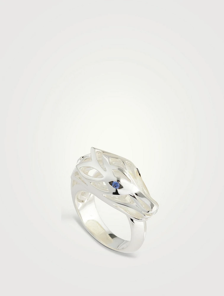Naga Sterling Silver Ring With Sapphire
