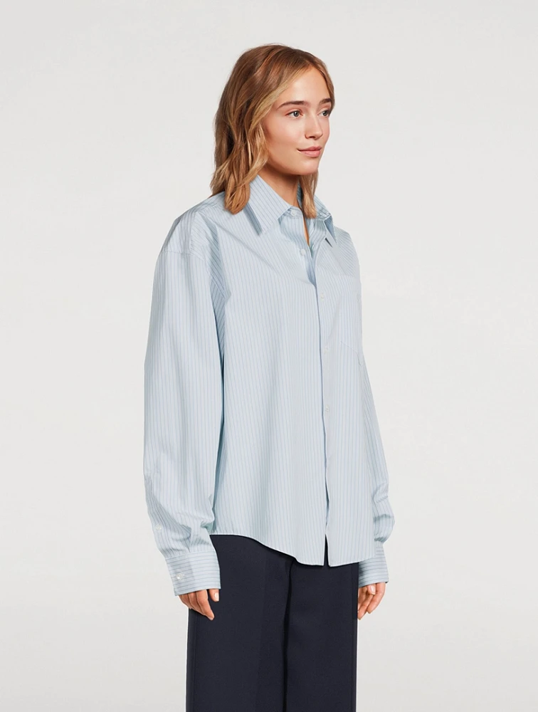 Oversized Poplin Shirt Stripe Print