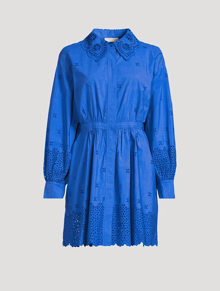 Gemma Eyelet Mini Shirt Dress