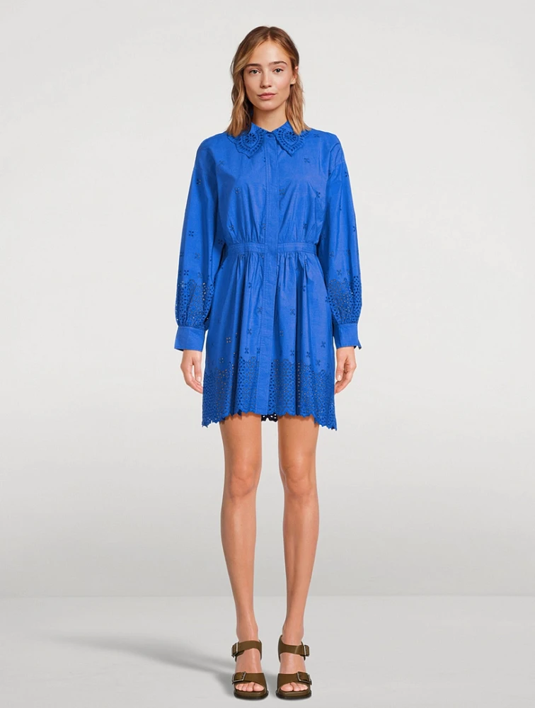 Gemma Eyelet Mini Shirt Dress