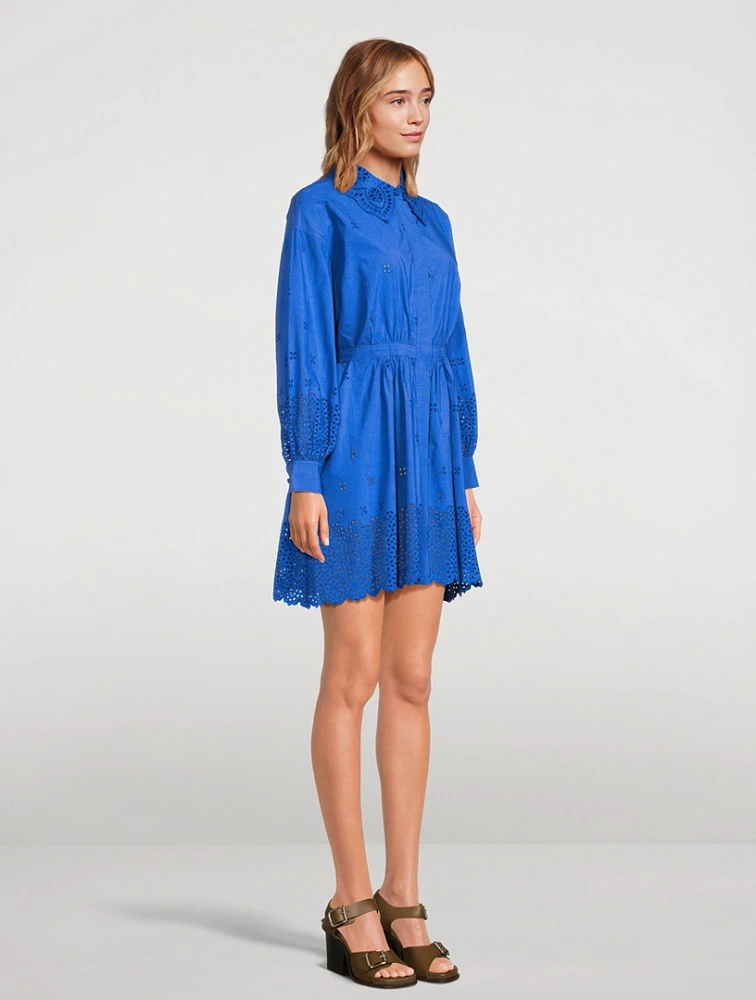 Gemma Eyelet Mini Shirt Dress