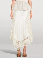 Cressida Lace-Trimmed Silk Skirt