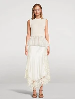 Cressida Lace-Trimmed Silk Skirt