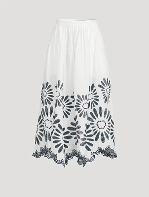 Annisa Linen And Cotton Midi Skirt