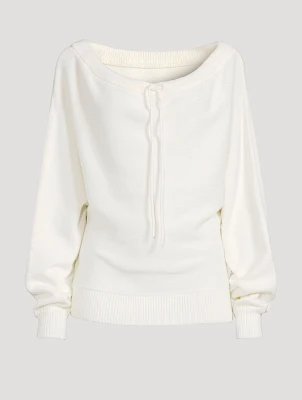 Ruched Dolman-Sleeve Sweater