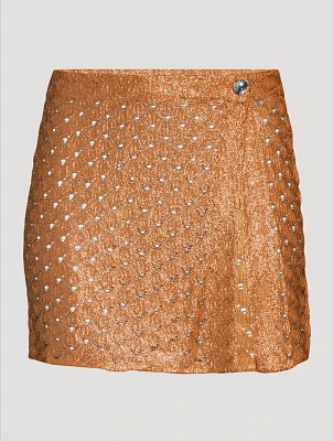 Metallic Wrap Mini Skirt