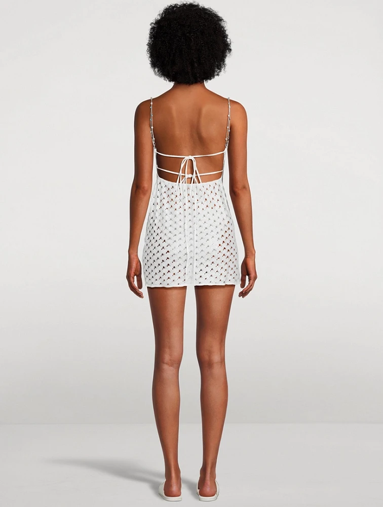 Lace-Effect Mini Dress With Chain Straps