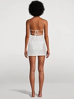 Lace-Effect Mini Dress With Chain Straps