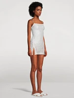 Lace-Effect Mini Dress With Chain Straps