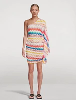 Zig Zag Jacquard One-Shoulder Mini Dress