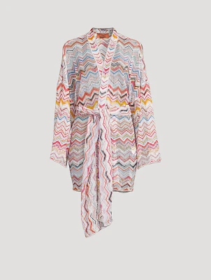 Belted Lurex Cover-Up Zig Zag Print