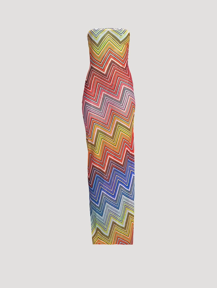 Strapless Cover-Up Zig Zag Print
