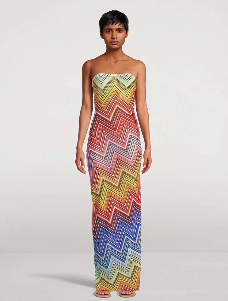 Strapless Cover-Up Zig Zag Print