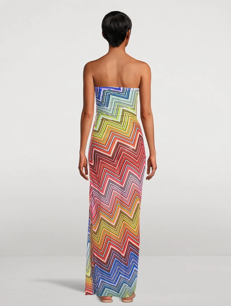 Strapless Cover-Up Zig Zag Print