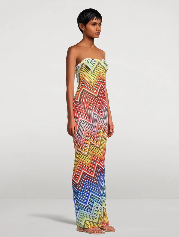 Strapless Cover-Up Zig Zag Print