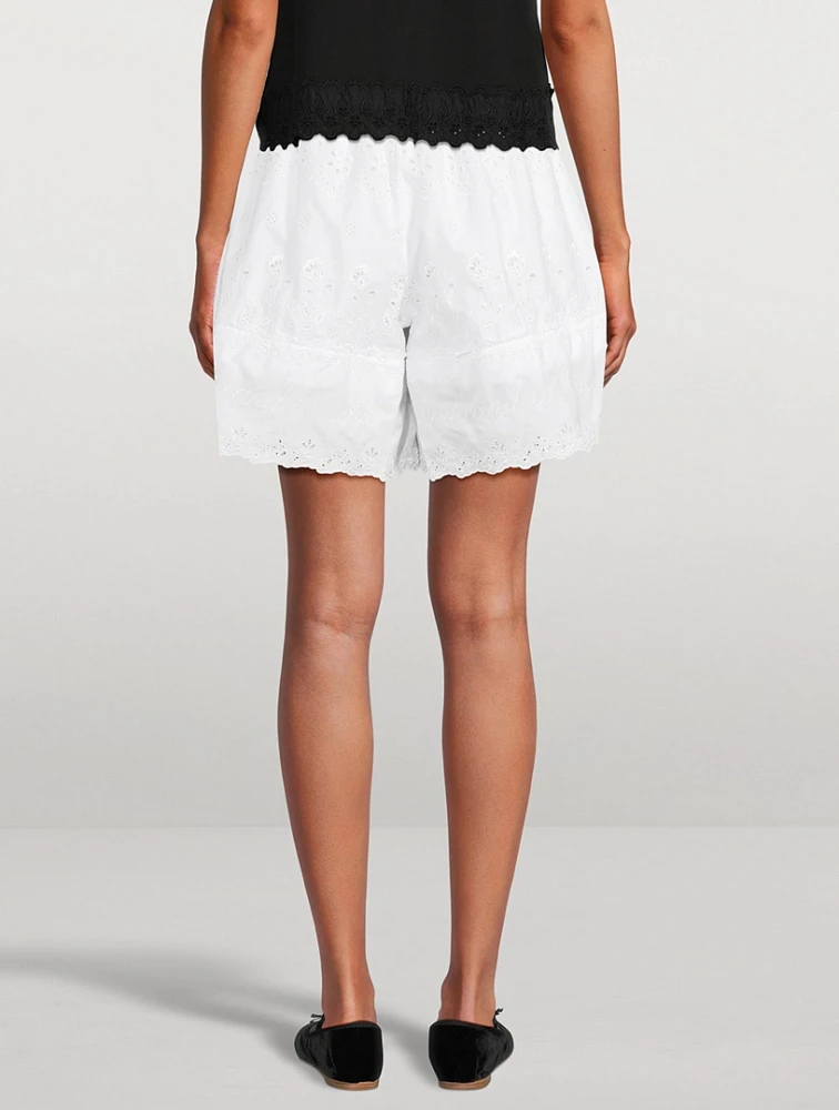 Embroidered Poplin Shorts